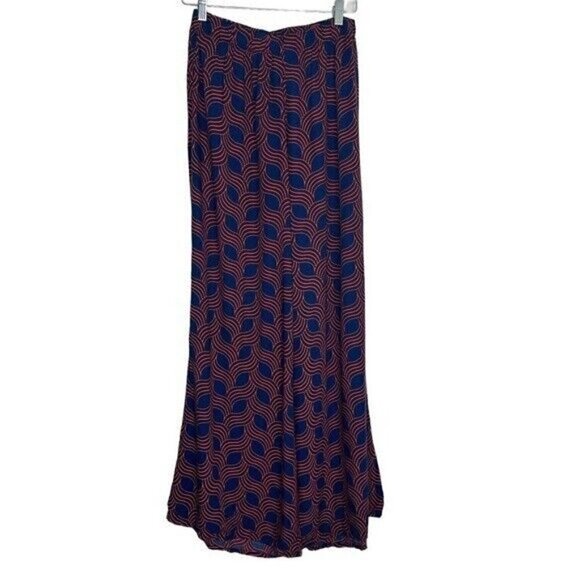 ESCAPADA Living navy & Red Geometric Wide Leg Palazzo Pants Size Small - Picture 2 of 10